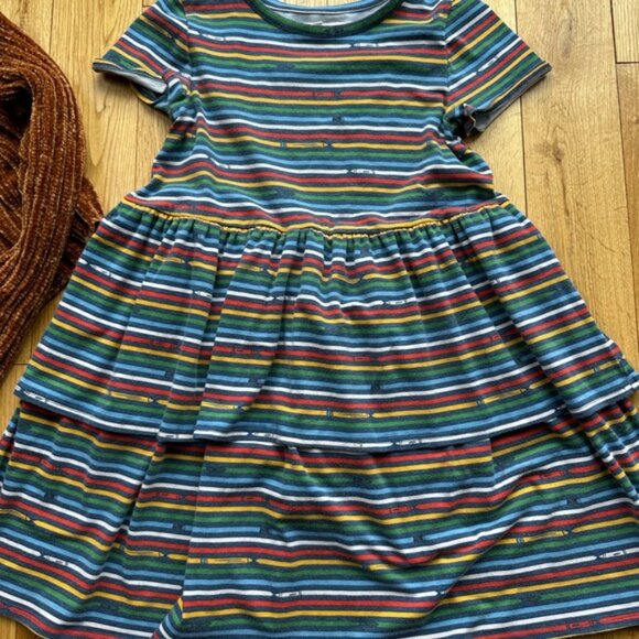 Tucker + Tate Rainbow Striped Dress Rust Chenille Cropped Sweater Outfit - Picture 5 of 12